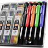 Nicpro 5 Pack Carpenter Pencil with Sharpener, Mechanical Carpenter Pencils with 41 Refills, Construction Pencil Heavy Duty Woodworking Pencils for Architect (Red, Black, Orange, Blue, Black)
