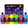 Nicpro 6 Colors Fluorescent Acrylic Paint Set 16.9oz, Glow in Black Light