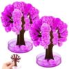 NIDONE 2Pcs Crystal Growing Tree with 3 Potions Mini Paper Crystal Growing Kit for Kids Creative Educational DIY Science Kit for Desk Bookshelf Home Classroom Decor