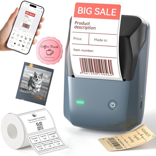 NIIMBOT B1 Pro Label Maker with Red & Black Printing, 300 DPI HD Bluetooth Thermal Label Printer for Photos, Scrapbooks, Home, Office Organization, Small Business, Inkless Label Maker with Tape, Blue