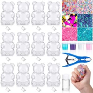 Nimbus Verse 12 Set DIY Stress Ball Making Kit Bear Blank Stress Ball DIY Kit with 12 Skins Empty Squeeze Balls Fill Bead Expander Tool Vacuum Evacuating Device Make Your Own Pressure Balls for Adult