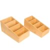 Ninebendstreams 2 Pack Bamboo Food Pantry Organizers for Kitchen, Cabinet, Office,countertop, Wood Snack Organizer and Storage for Spices, Snacks,Coffee, Tea,(4 Section)