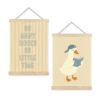 Nipil Rustic Silly Goose Reading Canvas Framed Wall Art Decor，12"x16"