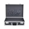 Nishiyuenyi Aluminum Storage Case Lock Box Organizer Briefcase Holder with Reinforced Aluminum Corners and Mesh Pocket suitable for home use office organization travel, Black, L P-lock