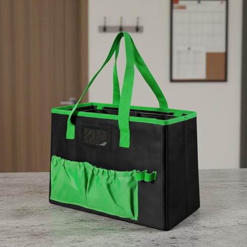 Nishiyuenyi Folding Storage Tote Bag Hanging File Organizer Portable File Box File Storage With Clear Label Window 600D Oxford Cloth and Side Pockets suitable for office classroom home travel