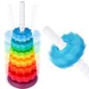 NiToy Kids Spinning Stacking Toy, Macaron Tower Dual-Color Spinning Wheels