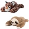 Niuniu Daddy Weighted Sloth Plush and Weighted Leopard Plush Bundle