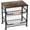 NiuYichee 3-layer Kitchen Fruit Storage Basket Snack Rack, Countertop & Desktop Pull-out Metal Basket with Handle, Organizers
