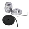 NIYANGLE 3D Printer Accessory 2x60t 5mm 4pcs 4pcs/Set Aluminum Alloy Timing Pulley with 2 Meter Stretch Resistant Belt and Wrench (Silver Black)