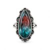 NKG Handmade 925 Sterling Silver Pated Alexandrite Quartz Ring Vintage Style Southwestern Boho Statement Ring for Women Large Pear Gemstone Ring Birthday Anniversary Jewelry Gift for Her