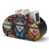 NLLZZ Colorful Cats PU Leather Remote Control Holder with 5 Compartments