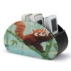 NLLZZ Panda on Bamboo PU Leather Remote Control Holder with 5 Compartments