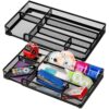 Noamus 2 Pack Desk Drawer Organizer, Metal Mesh Drawer Office Tray, 6 Compartments Pen Organizer Storage Box, Desktop Basket Accessories for Home Office School Kitchen Vanity Supplies, Black