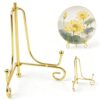 nobrix 2Pcs 4 Inch Plate Stands for Display, Golden Iron Picture Frame Stand Metal Easel Stand Paintings, Photo Frames, Decorative Plates, Tabletop Art, Books, Collectibles
