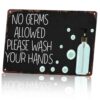 No Germs Allowed Please Wash Your Hands Metal Sign 8x12 Inch, Funny Aluminum Wall Decor for Bathroom Kitchen Hospital Office Classroom Nursery School Clinic Doctor Office and Restroom