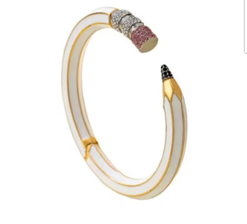 No Greater Love by the Potter's Design Women's Cuff Bracelet Pencil Bangle Women's Bangle Bracelet Pencil Hinged Bracelet Pencil Hinged Bangle Bracelet Bangle (Multi-Colored Rhinestones Style 2) (White With Rhinestones Thick Heavyweight)