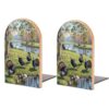 Non-Skid Wooden Bookends Wood Book Ends for Heavy Books Book Stand