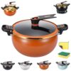 Non-stick Enamel Micro Pressure Pot 8.45Qt Versatile Stock Pot with Lid, Twisting Handle pot, 8L Micro Pressure Cooker, Multifunctional Large Capacity Non-Stick pressure Cooker for Homes Hotels，Orange