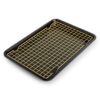 Non-Stick Rectangle Baking Sheet with Gold Cooling Rack - Black