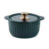 Nonstick Stock Pot with Lid, with Glass, Clay for Cooking(Orange,4.2 Quarts)