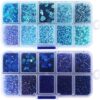 Norme 2 Sets Glass Seed Beads and Loose Sequins Kit Loose Beads for Jewelry Making DIY Crafts Felt Kits Embroidery Bracelets and Necklaces 20 Colors(Blue)