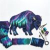 Northern Lights Wildlife DIY Patchwork Kit, DIY Northern Lights Patchwork Sewing Kit, Precut Starry Fabric Pieces Embroidery Supplies, Beginner Friendly Handmade Wall Art Decor Craft Set for Adults，B7