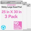 Nortix Flip Chart Paper, Sticky Easel Pads, Chart Paper for Teachers,Super Adhesive & Bleed-Resistant, Large Self-Stick Easel Paper for Classroom/Office, 25 x 30 inch, 30 Sheets/Pad, 3 Pads
