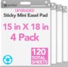 Nortix Sticky Easel Pads, Flip Chart Paper, 15 x18 inch, 30 Sheets/Pad, 4 Pads, Chart Paper for Teachers,Super Adhesive & Bleed-Resistant, Mini Self-Stick Easel Paper for Classroom/Office/Home