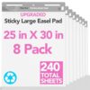 Nortix Sticky Easel Pads, Flip Chart Paper, 25 x30 inch, 30 Sheets/Pad, 8 Pads, Chart Paper for Teachers,Super Adhesive & Bleed-Resistant, Large Self-Stick Easel Paper for Classroom/Office/Home