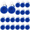 Nosiny 20 Pcs Cheer Faux Pom Pom Keychains Cheer Team Keychains Gifts Bulk Cheerleading Keyring Charm with Tassel for Cheer Team Sport Accessory(Blue)