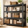 Notmise Book Shelf Book Shelves 4 Tier Small Space Compact Metal Shelving Organizer Slim Storage Rack Freestanding Bookcase for Bedroom Corner Apartment Dorm Study Room. 54.3" H × 39.4" W × 17.7" D