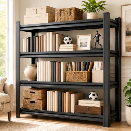 Notmise Book Shelf Book Shelves 4 Tier Small Space Compact Metal Shelving Organizer Slim Storage Rack Freestanding Bookcase for Bedroom Corner Apartment Dorm Study Room. 54.3" H × 39.4" W × 17.7" D