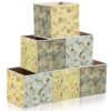Novabright 6 Pack Vintage Floral Storage Bins 11 Inch Cube Storage Baskets with Handle Collapsible Fabric Boxes Cube Organizer Cubby Shelf Bedroom Closet Classroom Home Decoration for Girls