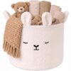 Novabright Sherpa Bunny Nursery Storage Basket Laundry Hamper with Handles