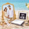 Novabright Vintage Frame Pregnancy Announcement Set with Gold Ornate Mirror and Ultrasound Photo Frame, 5 Pcs Pregnancy Reveal Ideas Kit with Liquid Chalk Markers for Maternity Photoshoot Decor