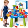 Novaluki Sand and Water Table for Toddlers 3-5, Kids Outdoor Activity Water Tables with Beach Fun Sand Toy, Summer Outside Toys Water Playset for Toddler Boys Girls Ages 2 3 4 5 6 7 8