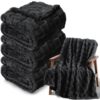 NovaSunrise 3 Pack Fleece Throw Blankets 50x60 Inches - 300 GSM Soft Plush Flannel for Couch Sofa Bed, Lightweight Warm 3D Checkerboard Design, No Shedding No Pilling Throw (Black)