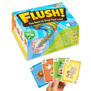 Nova Vault Flush! Funny Family Card Game for Teens & Adults – Fast-Paced Matching Party Game with Hilarious Toilet Humor Action Cards | 2-6 Players | Game Night Gift