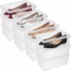 novelinks 12 Pack 6 Quart Clear Plastic Shoe Storage Bins with Lids(Clear)