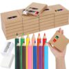 Noveread 576 Pcs/ 48 Boxes Christmas Mini Colored Pencils Bulk for Kid 3.5 Inch Short Drawing Colored Pencil with Sharpener Eraser for Christmas Children Painting Classroom Gifts Party Supplies