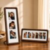 Novusen 2Pcs Walnut Wood Photo Booth Frames - Long Photo Strip Frame 11.4×3.5in Vertical Horizontal Photobooth Pictures with White Textured Mat for Wedding Graduation Tabletop Decor