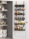 NQW 6-Tier Over Door Pantry Organizer, 60.4" H Heavy Duty Metal Hanging Storage Rack for Laundry Bathroom, Black