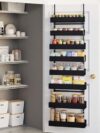 NQW 8-Tier Narrow Over Door Pantry Organizer, Metal Hanging Spice Rack Shelves for Easy Install Kitchen, Black