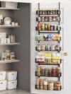 NQW 8-Tier Over Door Pantry Organizer, Heavy Duty Adjustable Metal Hanging Rack for Kitchen Laundry, Black