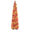 N&T NIETING Fall Tree Home Decor, 5FT Pop Up Tree with Lights & Timer & 8 Modes, Collapsible Tinsel Pencil Tree for Autumn Harvest Porch Thanksgiving Party Decorations, Fall Maple Leaves