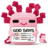 Ntwananowaxinwana God Says Christian Gifts for Women Men Friends, Emotional Support Handmade Crochet Axolotl with Bible Verse Card for Birthday Baptism, Inspirational Religious Desk Decor Present
