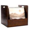 Nuanchu 1 Pack Wood Vinyl Record Crate with Wave Display Front & Carry Handles, Retro Storage Organizer for 12 Inch Lp Albums, Holds 60+ Vinyl Records, Fits Cds Books for Listening Corner