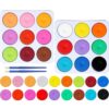 Nuanchu 1 Sets 18 Pcs Tempera Paint Cakes with Tray 18 Colors 2.24 x 0.71inch Large Washable Painting Cakes with Paintbrush Paints Blocks Art Supplies for Art Sessions Drawing Artists Beginners