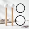 Nuanchu 4 Pcs Crystal Singing Bowl Mallet Bowl Striker and O Ring Set, Include 2 Rubber Head Wood Handle Mallet with 2 Rubber O Rings for Playing Crystal Singing Tool Buddhist Meditation Yoga