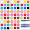 Nuanchu 4 Sets 72 Pcs Tempera Paint Cakes with Tray 18 Colors 2.24 x 0.71inch Large Washable Painting Cakes with Paintbrush Paints Blocks Art Supplies for Art Sessions Drawing Artists Beginners